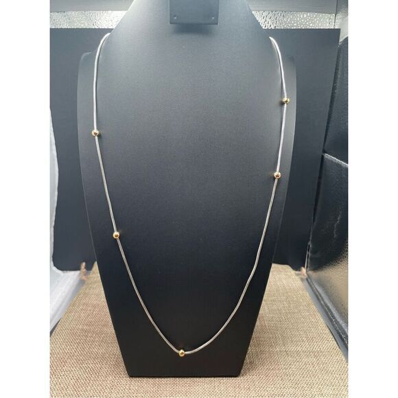 Brighton Everyday Silver Mini Heart Stopper Beads Necklace Silver Gold - Picture 2 of 9